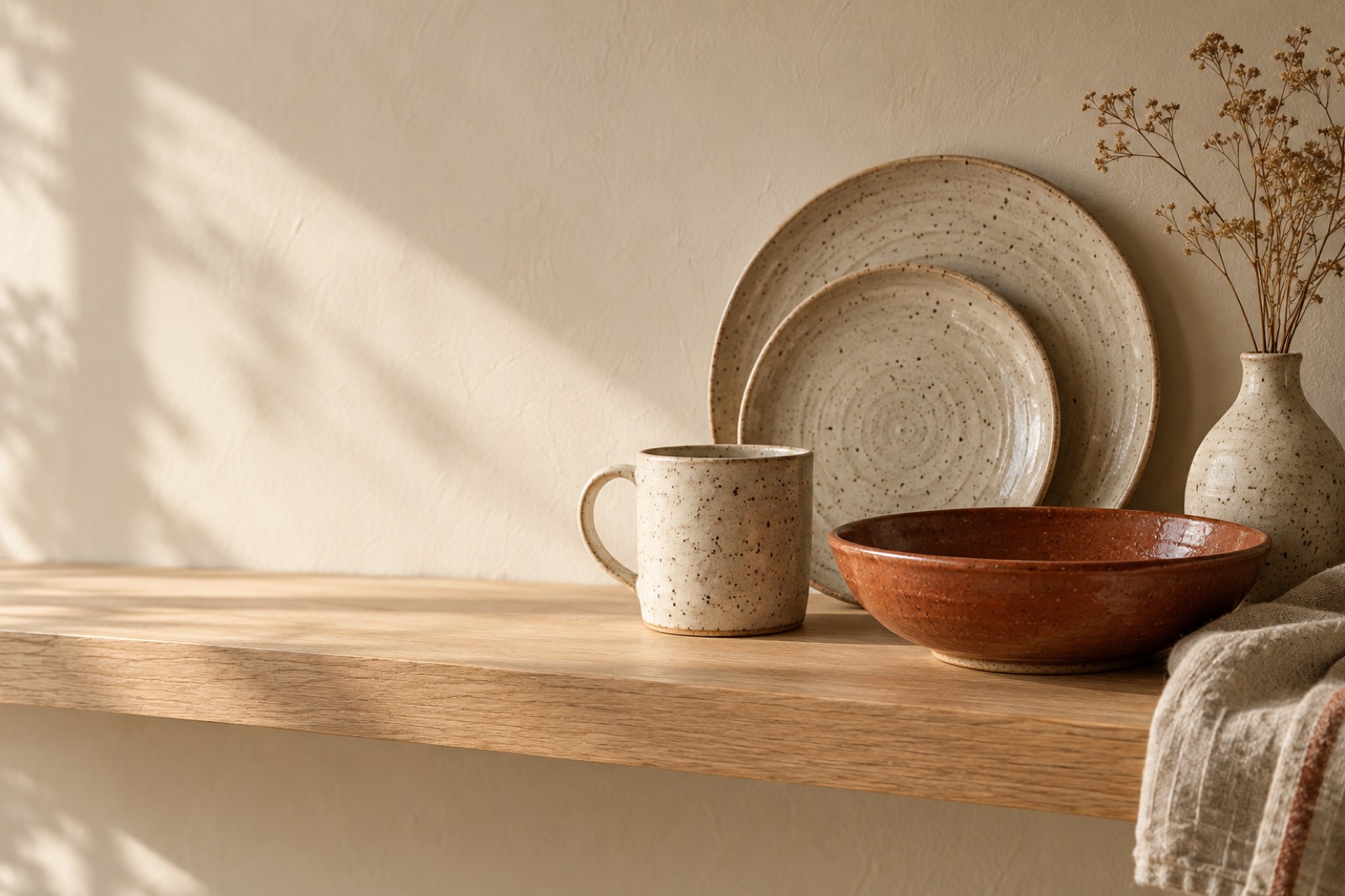 Sablewood stoneware in oat and rust glazes